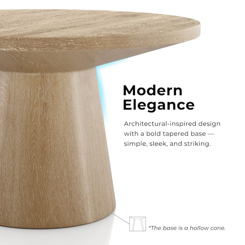 Furniture of America Vitten Modern Round Solid Wood Pedestal Coffee Table