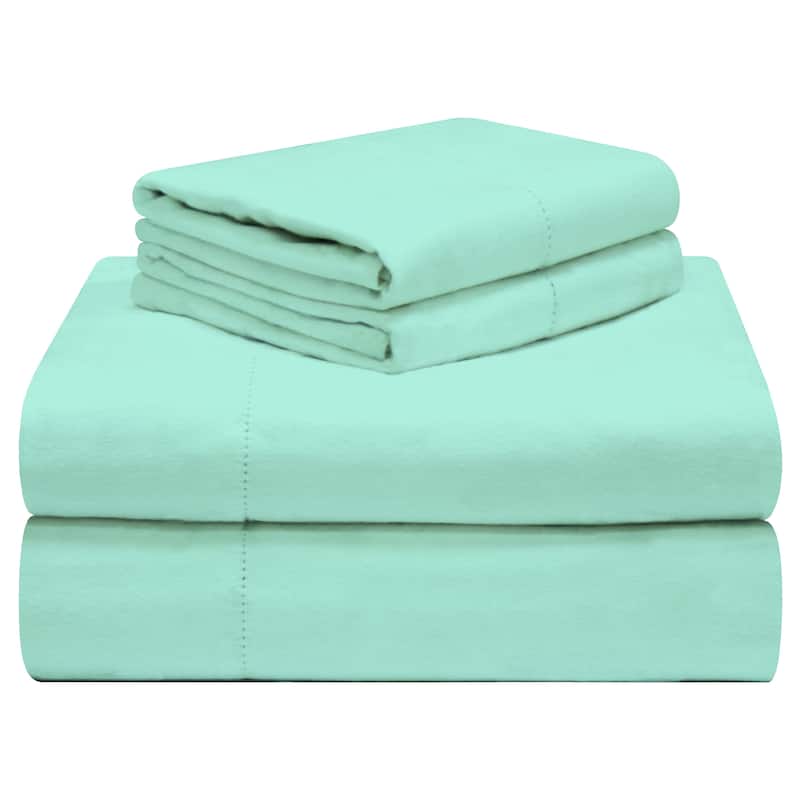 Celeste Home 190 GSM Cotton Heavy Weight Flannel Velvet Feel Bed Sheet Set - Twin - Turquoise