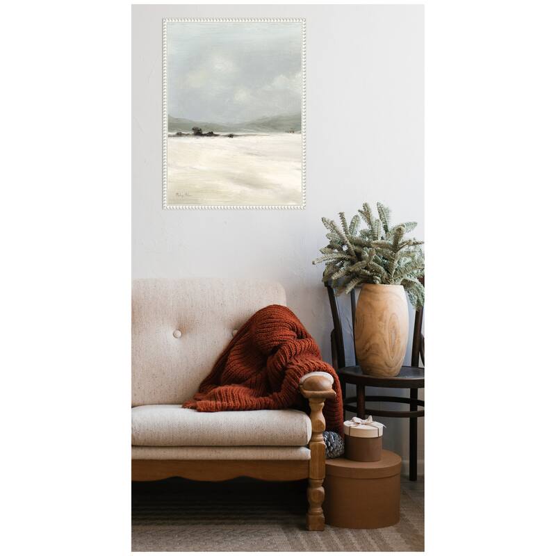 Kate and Laurel Sylvie Beaded December Mist 1 Framed Canvas by Mackenzie Nelson