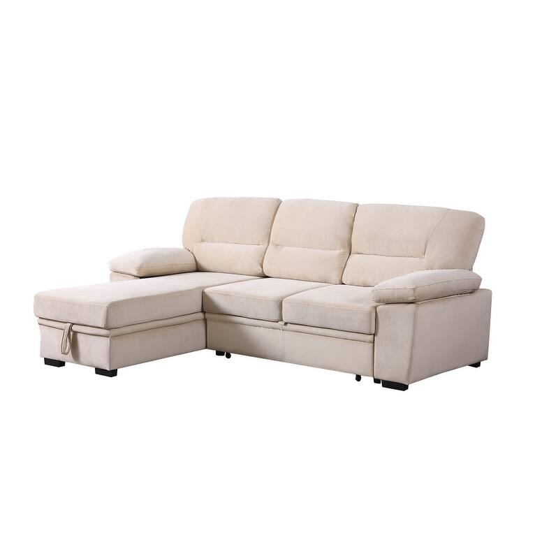 Kipling Velvet Reversible Sleeper Sectional Sofa Chaise
