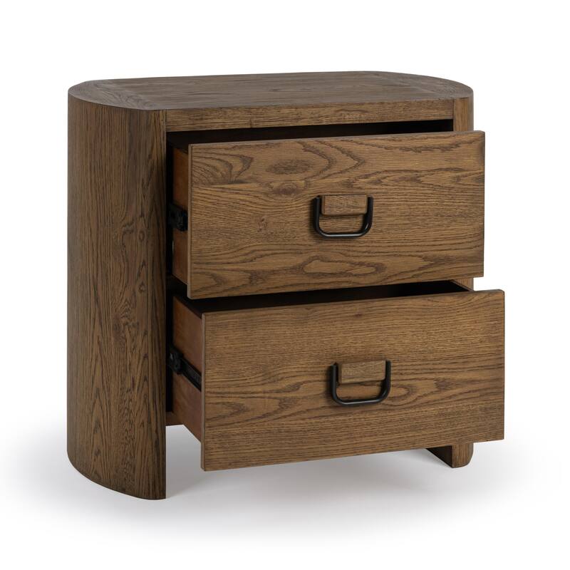 Classic Home Kyrie 2-Drawer Oak Veneer Nightstand