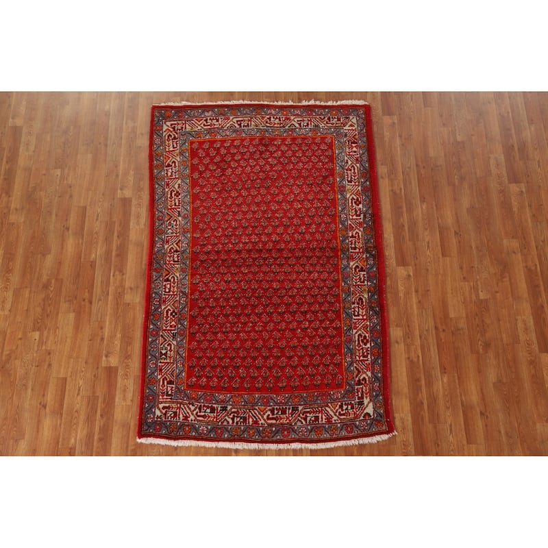 Traditional Paisley Red Botemir Persian Wool Area Rug Hand-knotted - 4 ...