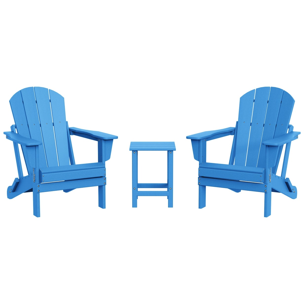 Laguna Hdpe All Weather Outdoor Patio Foldable Adirondack Chairs With Side Table (3-Piece Set)