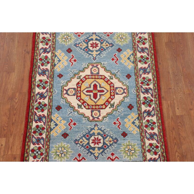Light Blue Kazak Oriental Accent Rug Handmade Wool Carpet - 2'9" x 4'1"