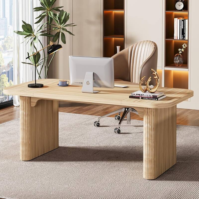 62-Inch Wood Rectangular Executive Desk Large Modern Conference Table for Home Office Boardroom