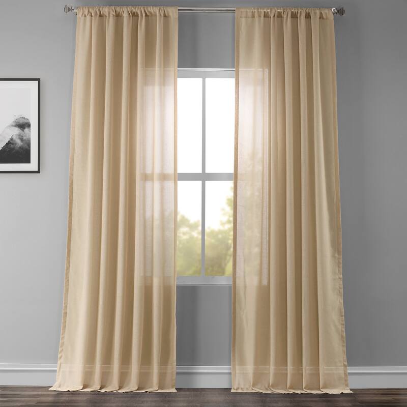 Exclusive Fabrics Faux Linen Sheer Curtain (1 Panel) - 50 X 96 - Raffia Tan