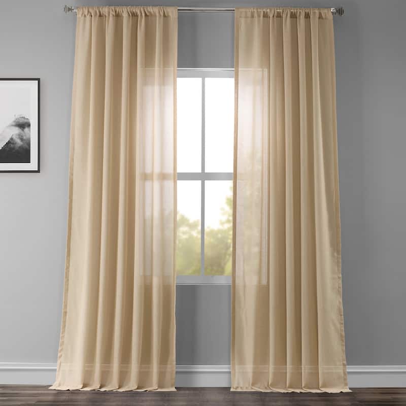 Exclusive Fabrics Faux Linen Sheer Curtain (1 Panel) - 50 X 96 - Raffia Tan