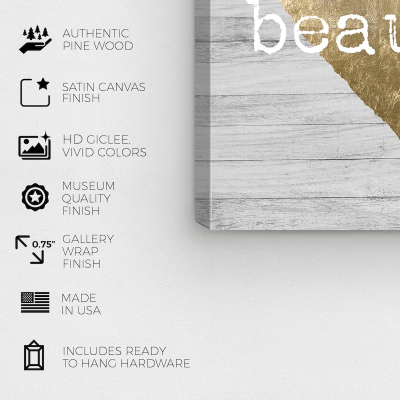 Wynwood Studio 'Hello Beautiful' Fashion and Glam Wall Art Canvas Print Hearts - Gold, Gray