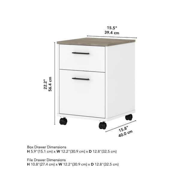 dimension image slide 7 of 12, Key West 2 Drawer Mobile File Cabinet by Bush Furniture