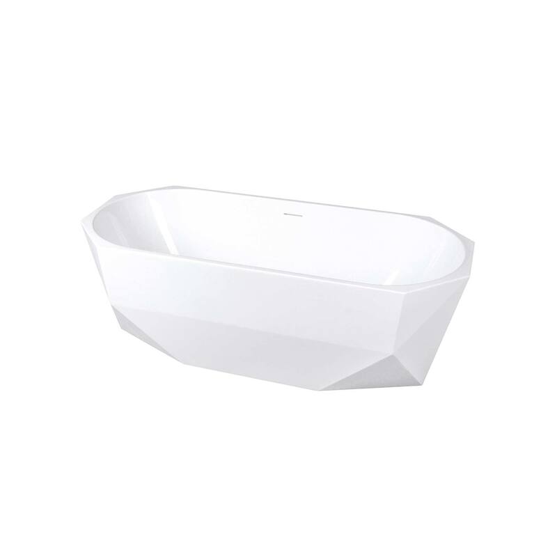 Edward Soaking Diamond Style Bathtub in Glossy White
