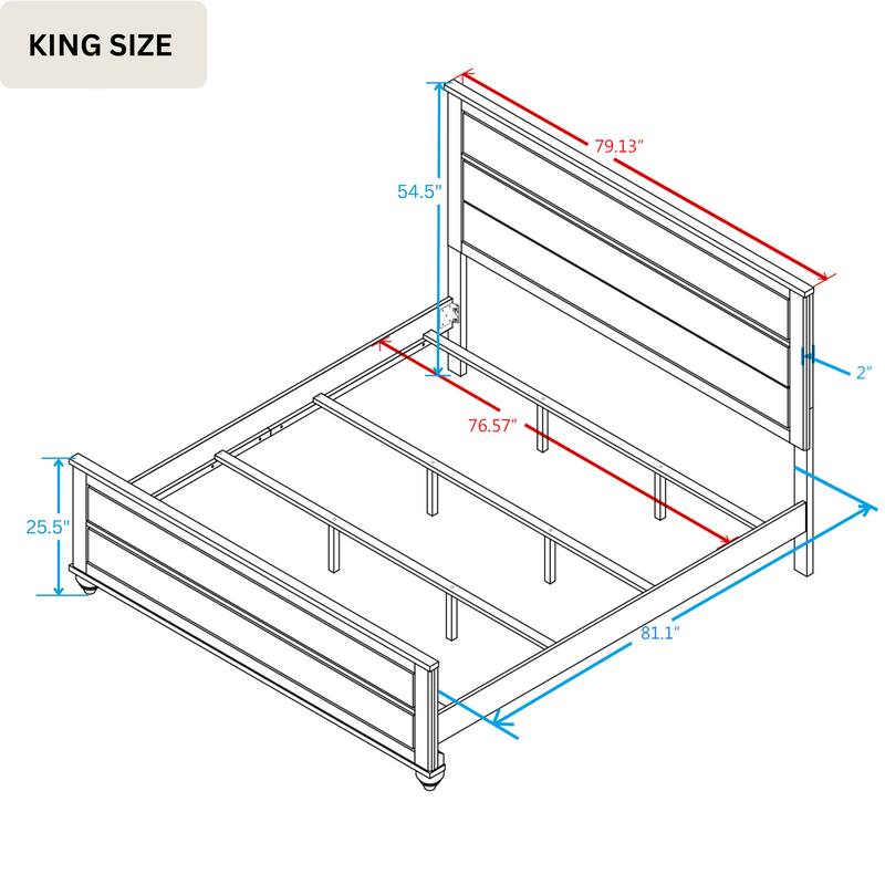 Roundhill Furniture Imerland Contemporary White Wash Finish 3-Piece Bedroom Set - King