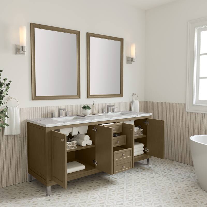 Chicago 72" Double Vanity, Walnut Whisper