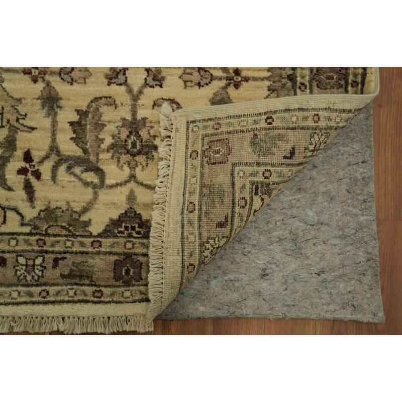 Hand Knotted Oriental 100% Wool Carpet Traditional All-Over Beige & Ivories Ziegler Runner Rug - 11' 1'' X 2' 8''