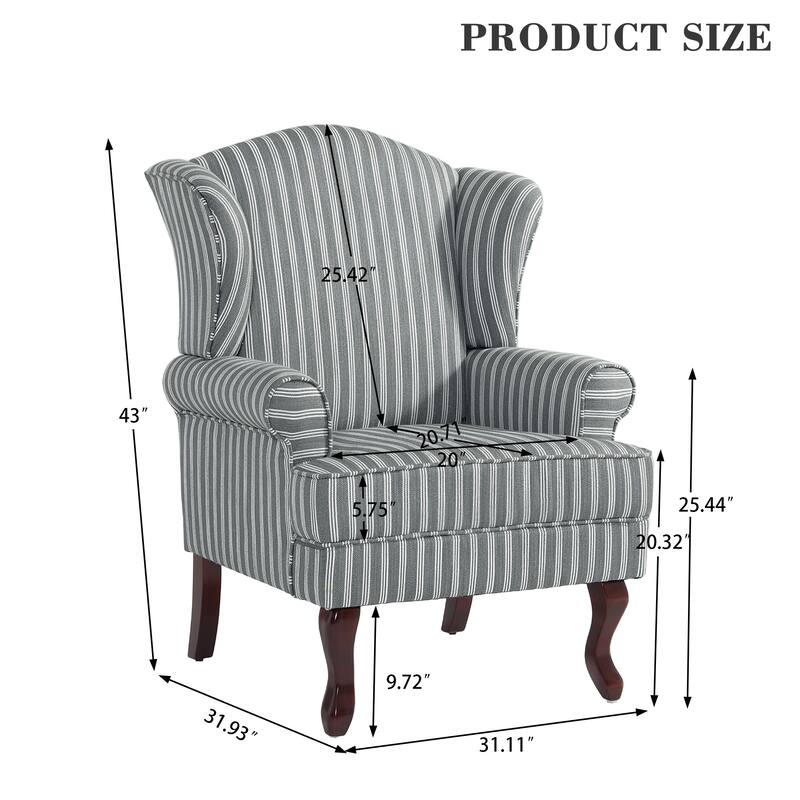 2 Set Modern Upholstery Wingback Accent Chair