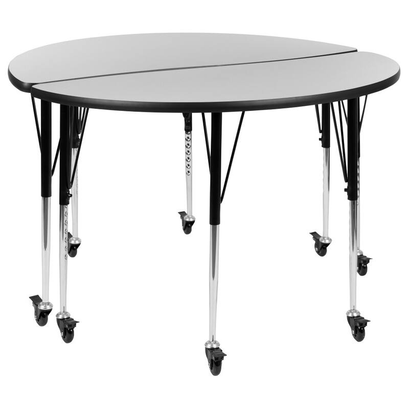 2 Piece Mobile 47.5" Circle Flexible Grey Adjustable Activity Table Set