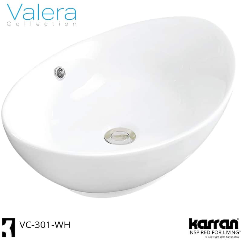 Karran USA VC-301 Valera 22-7/8" Oval Vitreous China Vessel Bathroom