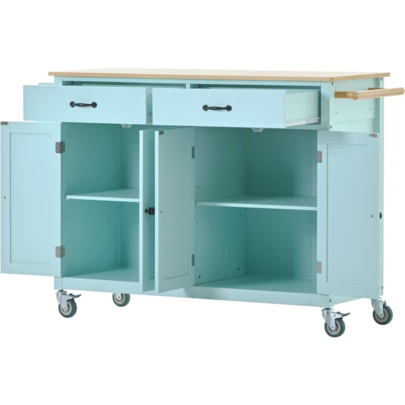 Kitchen Island Cart with Solid Wood Top