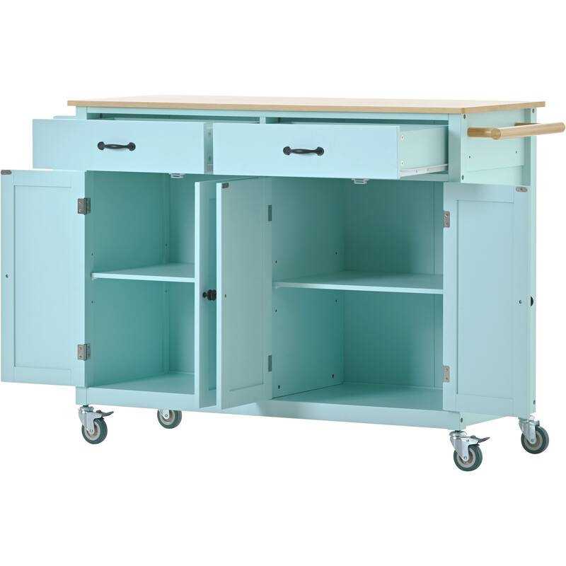 Xiexie Kitchen Island Cart with 2 Drawers(54-in x19-in x36-in)