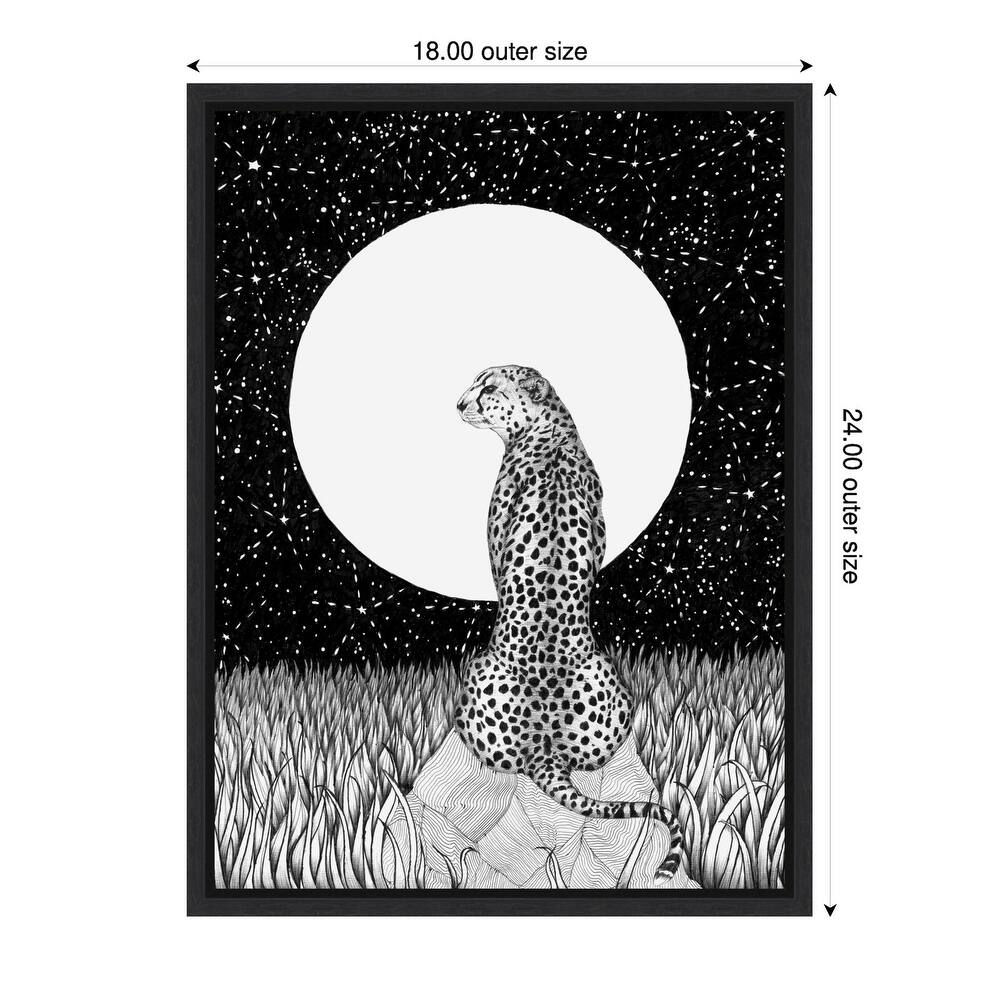 Cheetah Moon Large by Ec Mazur Framed Canvas Wall Art