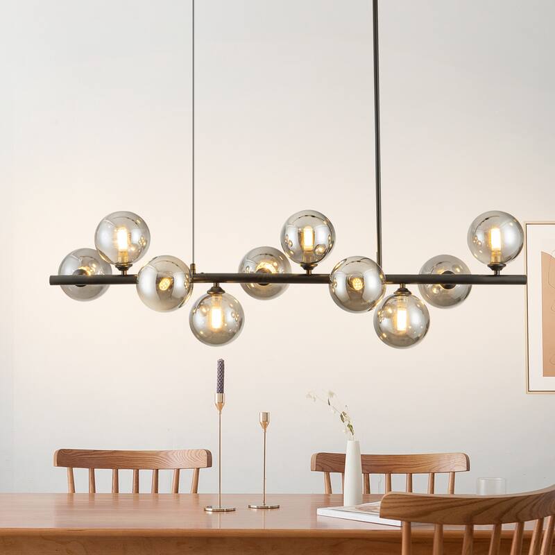 Sputnik chandelier Linear Chandelier with Glass Globes - 10-Light