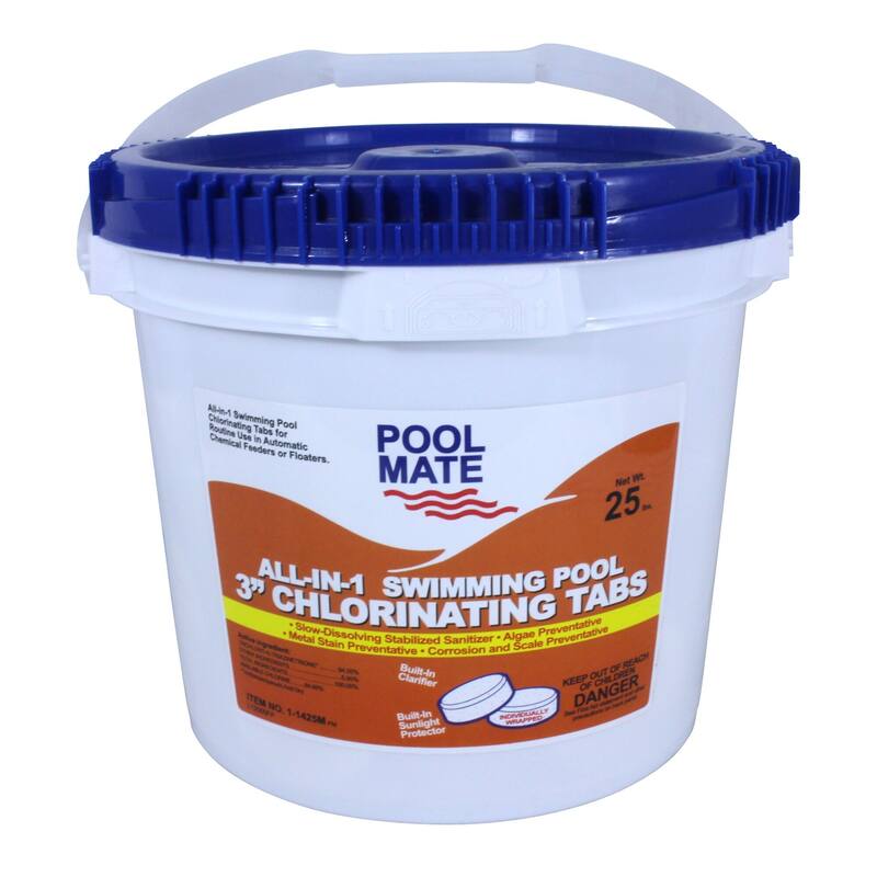 Pool Mate All-In-one Swimming Pool Three-inch Chlorinating Tabs - 25 lb