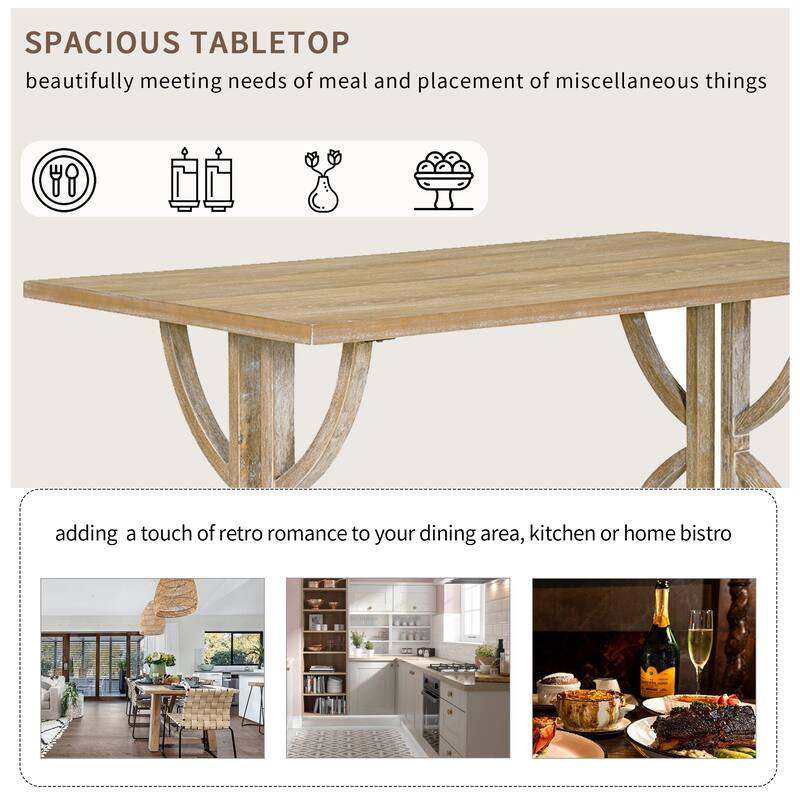 6 Pcs Wood Dining Table Set, Rectangular Kitchen Table Set with Unique Legs, 4 Upholstered Chairs and 1 Padded Bench