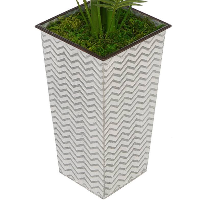 Faux Areca Palm in Designer Metal Planter