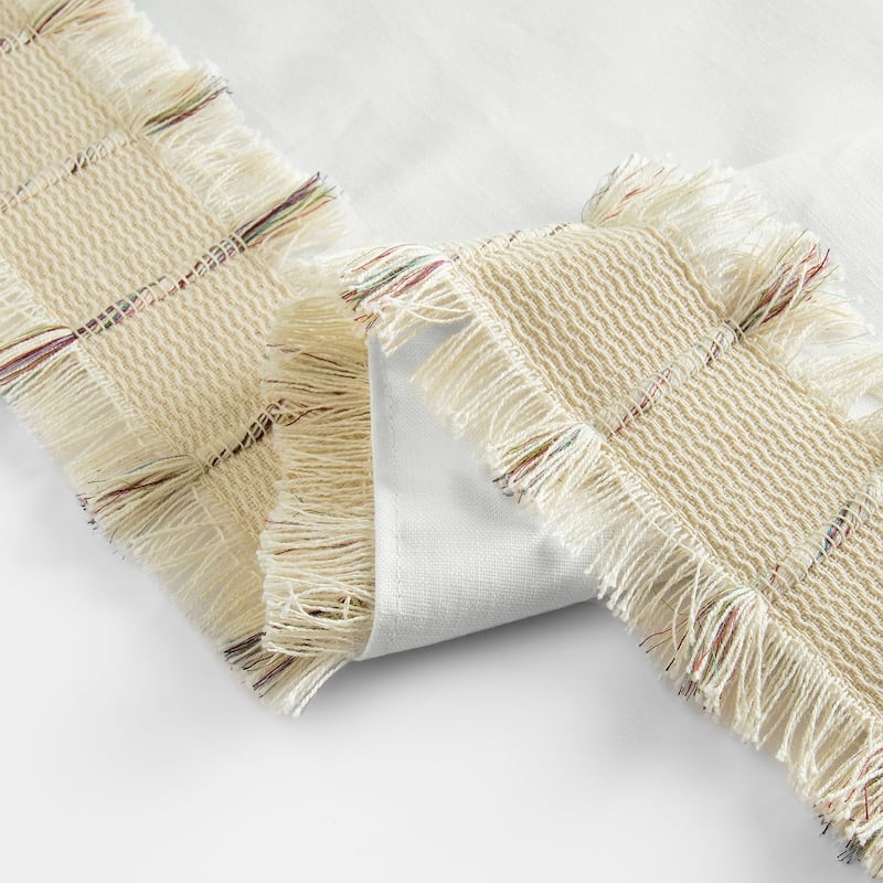 Exclusive Fabrics Bordered Textured Cotton Curtains For Bedroom & Living Room Curtains - Single Panel Drapes