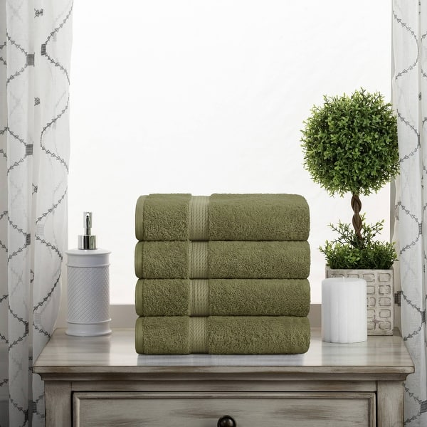 Superior Egyptian Cotton Pile Heavyweight Hand Towel Set of 4 - Forest Green