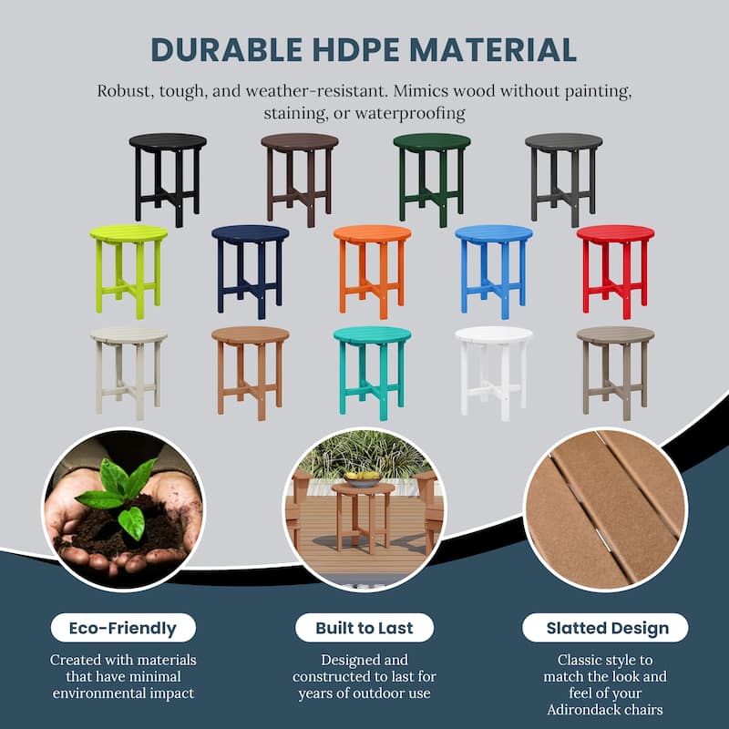 Polytrends Altura Eco-friendly All Weather Round 18" Side Table
