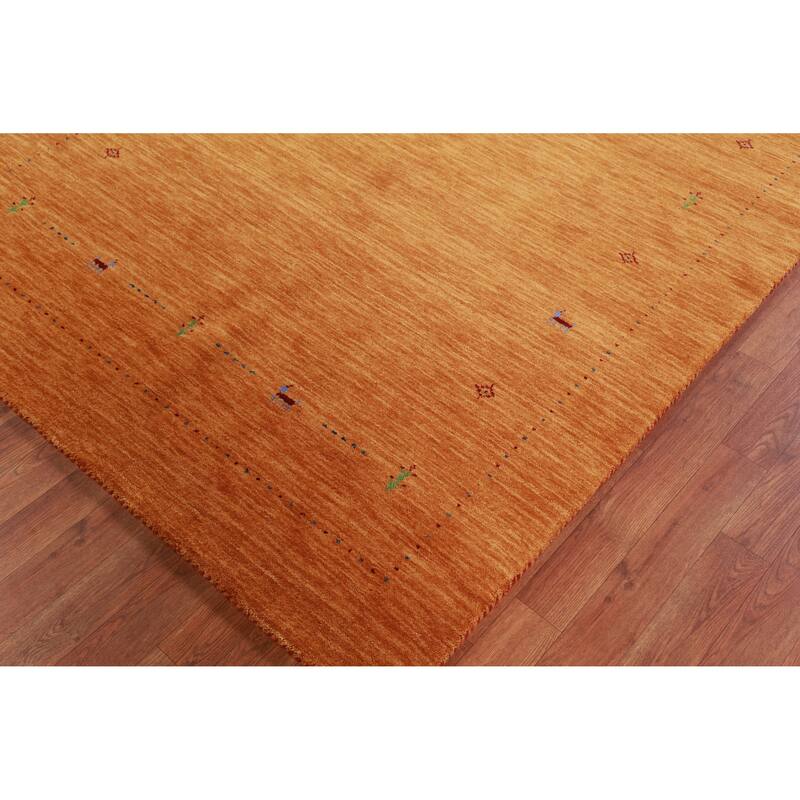 Hand Knotted Oriental 100% Wool Carpet Tribal Stripe Oranges & Rust Gabbeh Area Rug - 8' 0'' X 4' 11''