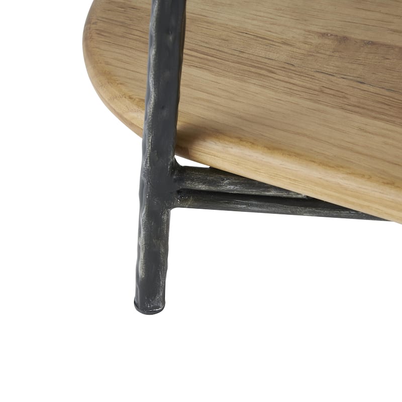 Wood Oval Shaped Shelving Unit with Black Metal Frame - Brown - Roche River Decor