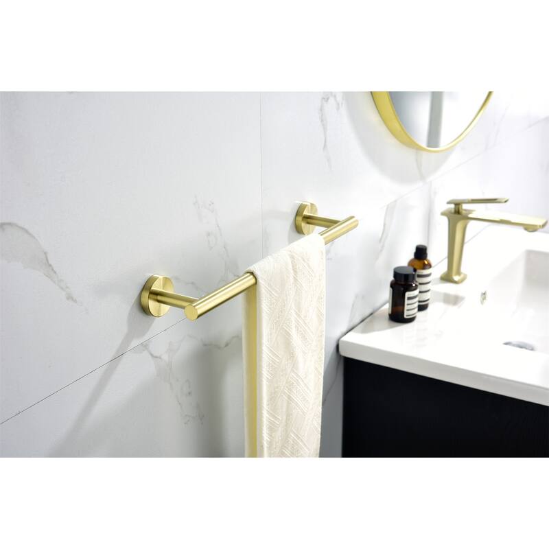 6 Piece Bathroom Hardware Set Brushed Gold Wall Mount Modern Bathroom Towel Holder Bar 304 Stainless Steel Bath Accessories Set