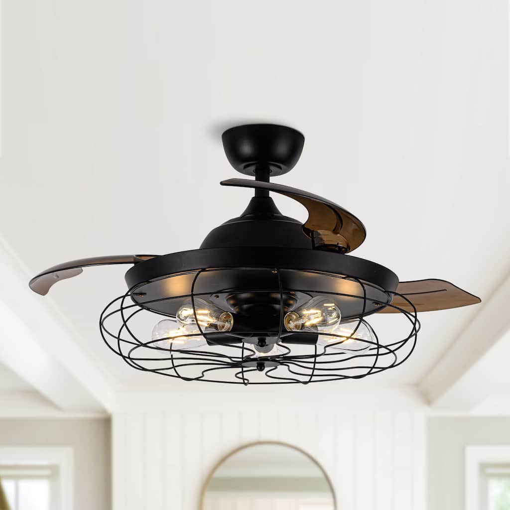 Industrial 42-inch Black 5-Light Edison Bulb Ceiling Fan