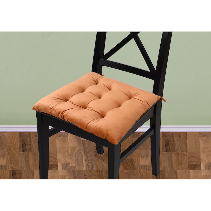Handmade Velvet Chair Seat Pads Cushions with Ties - Tufted - 16''x16'' 3''Thick by Cozy Trends™