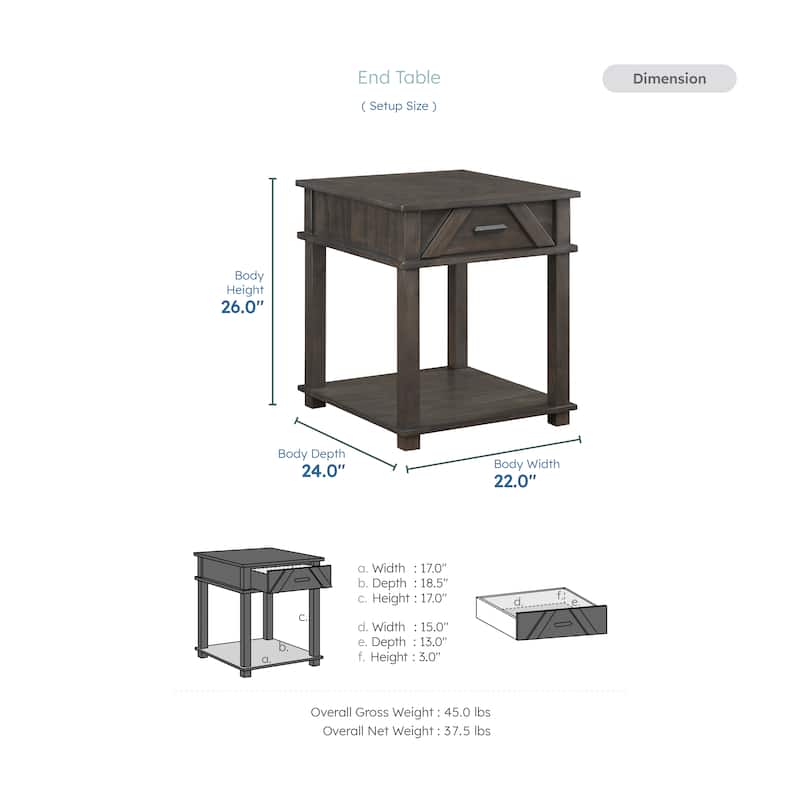 Varlet Rectangular Wood End Table