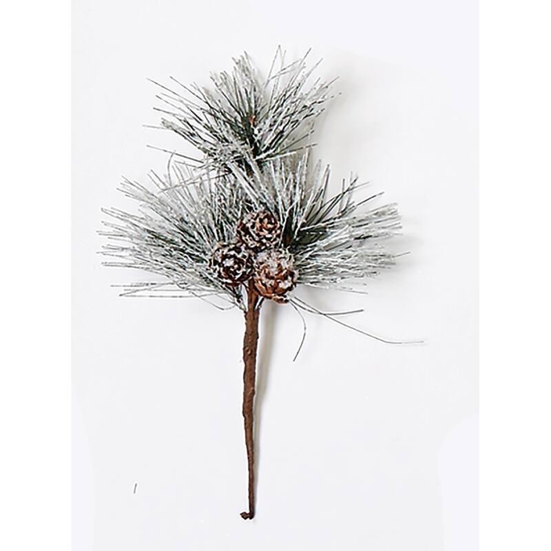 9" Snowy Pine & Cone Spray, Set of 6 - Multicolor