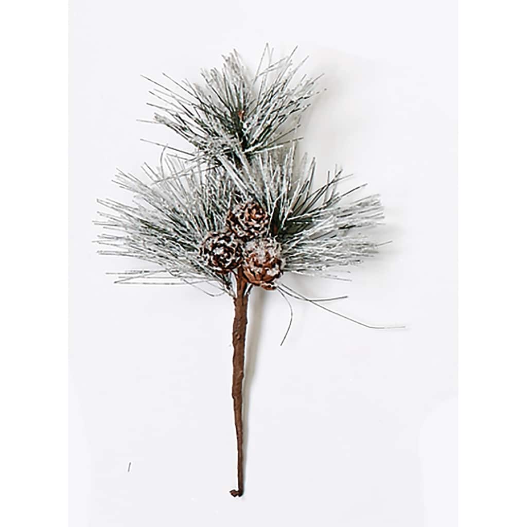 9" Snowy Pine & Cone Spray, Set of 6 - Multicolor