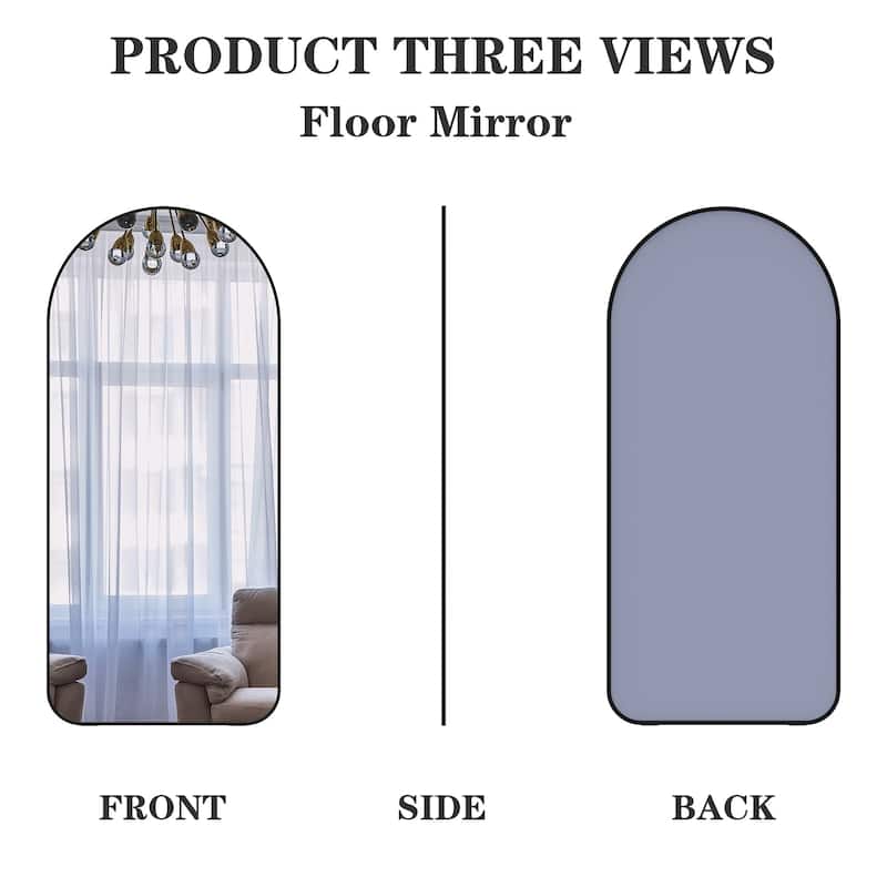 32 Inch Arch Framed Freestanding Full Length Mirror in Black - 32" x 71" in.