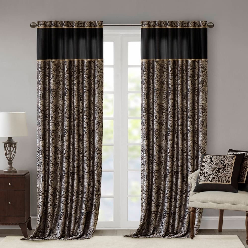 Madison Park Aubrey Jacquard Curtain Panel Pair