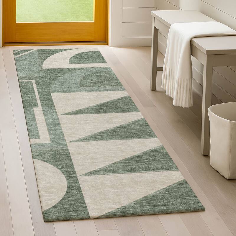 Machine Washable Indoor/ Outdoor Modern Crowley Chantille Rug