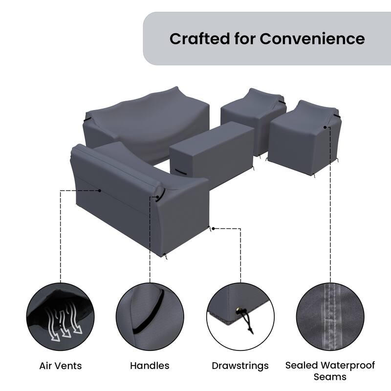 Forever Patio Outdoor Wicker Conversation Set Sofa Seating Group 5-piece Furniture Cover - 34 x 72 x 28