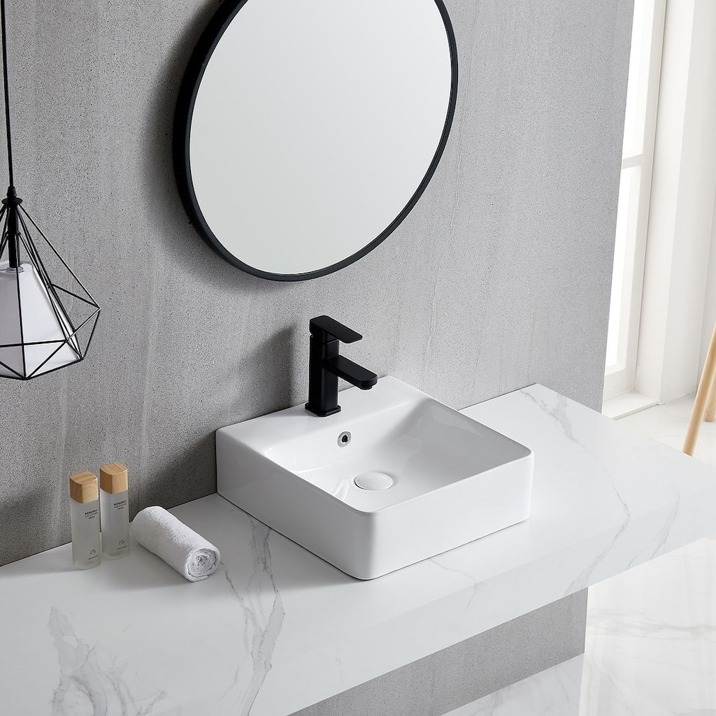 Eridanus 15" Square Wall-Mounted Vessel Bathroom Sink with Overflow