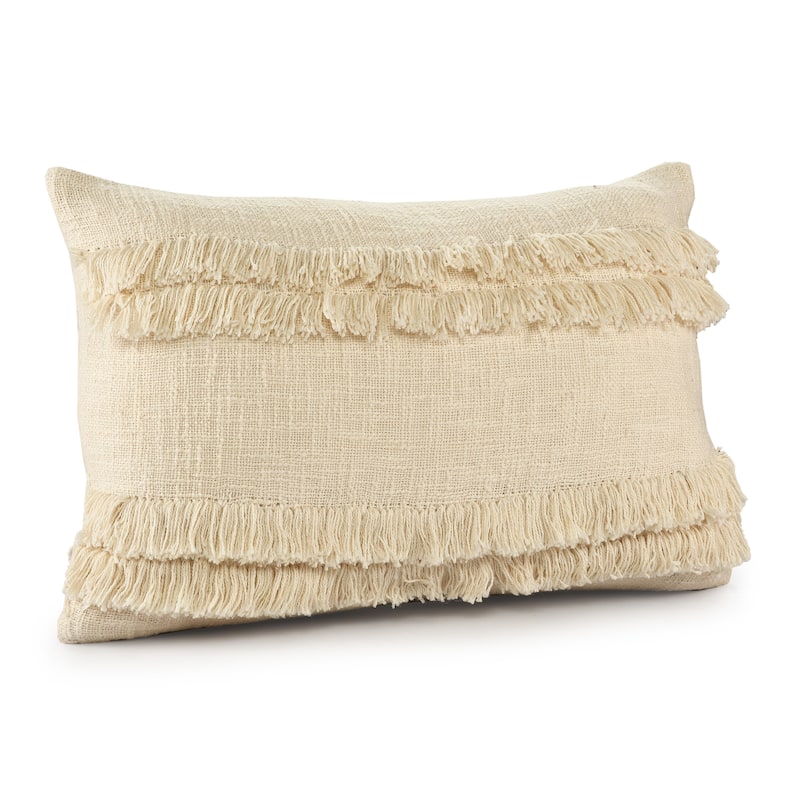 Sevita Beverly Fringed Solid Throw Pillow
