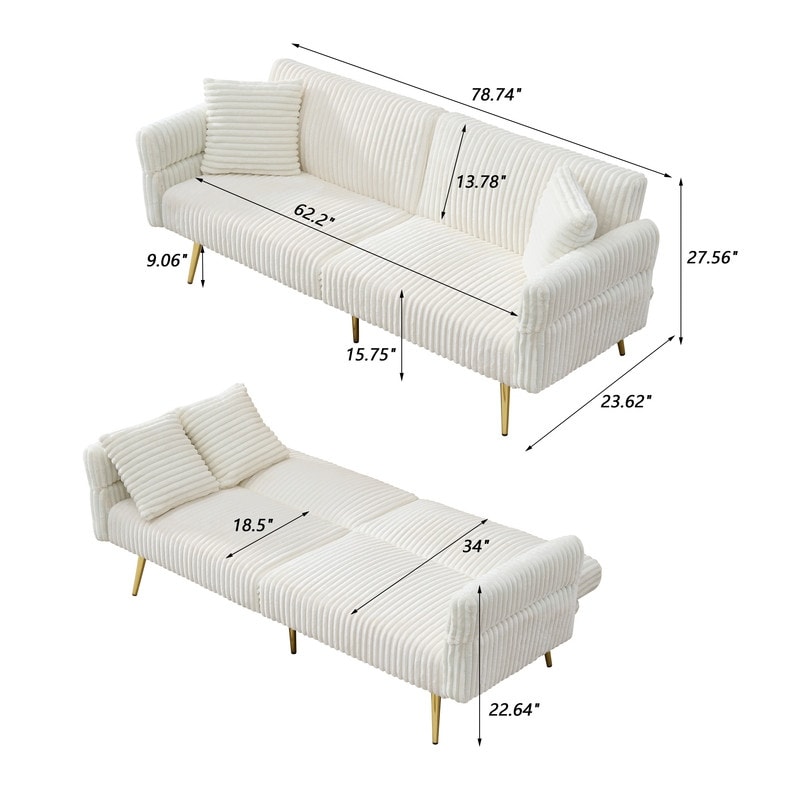 78.74" Corduroy Upholstered Sofa Bed
