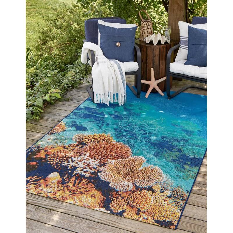 Outdoor Trisha Collection Area Rug - Multi - 5'3"x8'