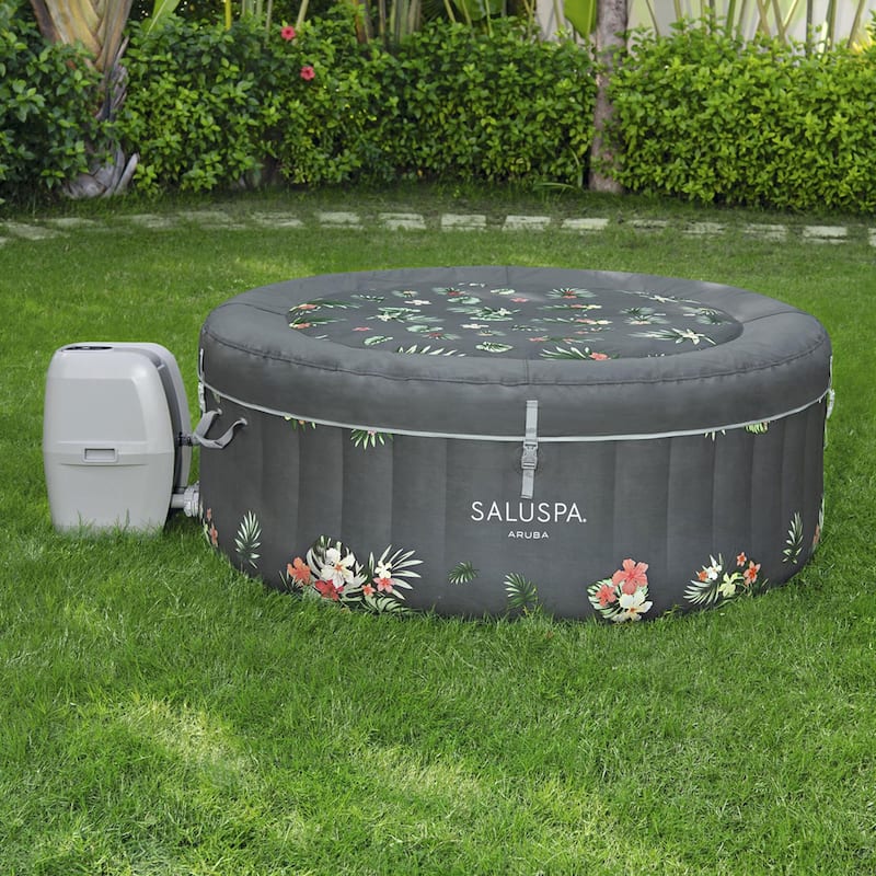 Bestway SaluSpa Aruba AirJet Inflatable Hot Tub with 110 Soothing Jets, Gray - 66.93 x 66.93 x 25.98 inches