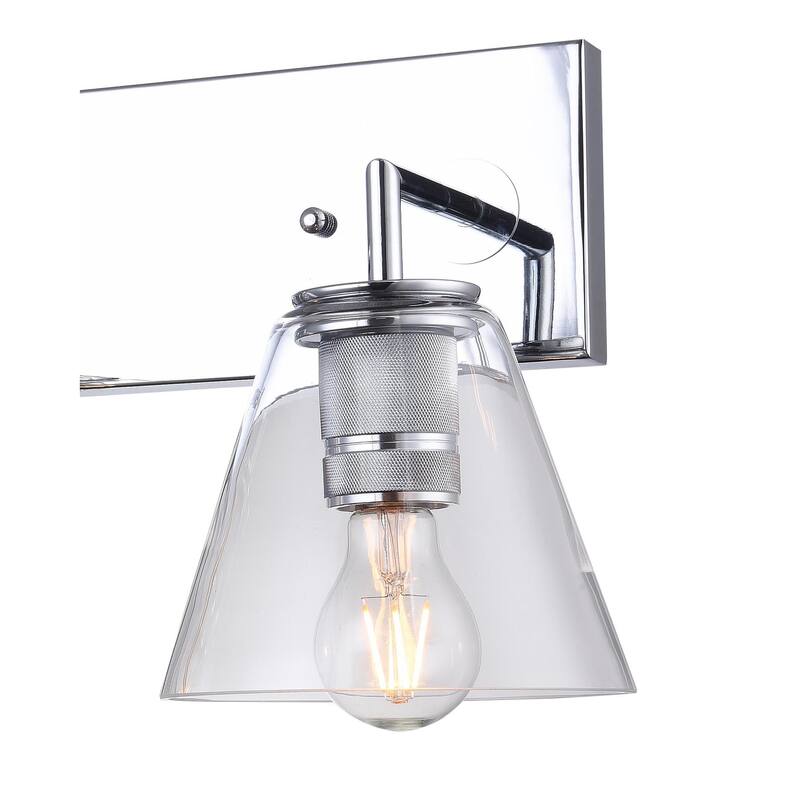 3-Light Chrome Metal Wall Sconce With Clear Glass Shades