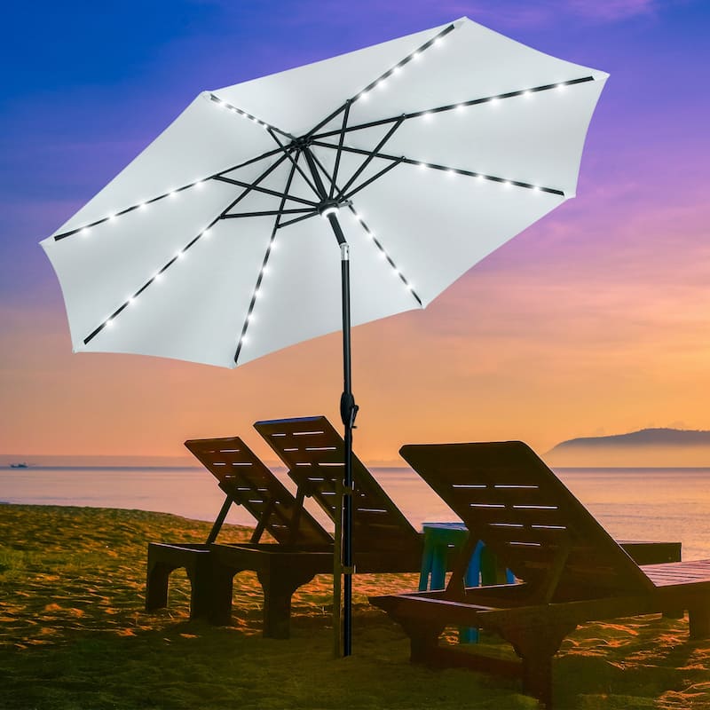 Autlaycil 10FT Solar Power LED Lights Patio Umbrella