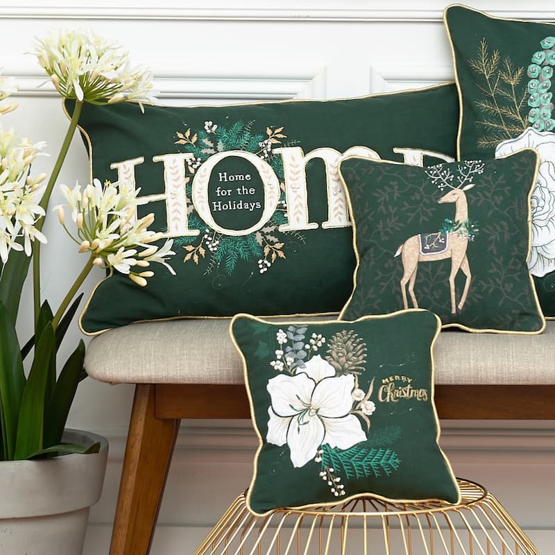 Emerald Home Christmas Throw Pillow, 14" x 22"